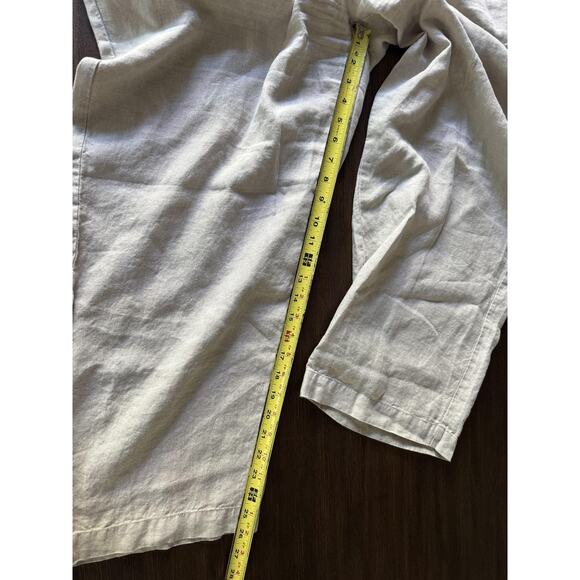 Eileen Fisher Cropped Organic Linen Pants Womens Large Beige Wheat Straight Leg - Picture 8 of 12